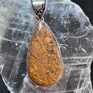 Miriam Calligraphy Script Stone Jewelry Crystal Pendant